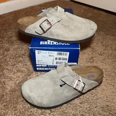 Brand-New Tape Box Birkenstock Boston Suede, Shoes Birkenstock, Birkenstock Brown, Boston Clog, Birkenstock Boston, Birkenstock Boston Clog, Birkenstock Shoes, Walker Boots, Womens Clogs