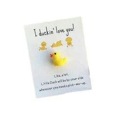 Product Description Product Name:I Duckin' Love You Duck Card Gift Product dimensions: Card: 7*9 cm / 2.75*3.54 in Duck: 1.7*1.6 cm / 0.66*0.62 in Product material: card + resin duck Product weight: about 10 grams Product color:purple duck,dark pink duck,yellow duck,white duck,emerald green duck Package Includes:I Duckin' Love You Duck Card Gift*1 PLEASE NOTE: Colors may vary due to different monitor settings. Due to manual measurement, there will be some error, which is normal. If you encounter Duck Gifts Ideas, Duck Product, Duck Card, Duck Yellow, Pink Duck, Pocket Hugs, Duck Gifts, Long Distance Relationship Gifts, Pocket Hug