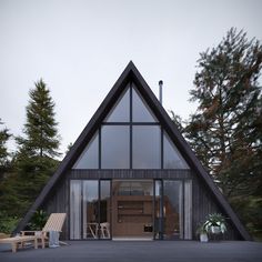 A-Frame House – Den Large A Frame House, Modern A Frame House, Diy Cabin Plans, Bunk Bedroom, Modern A Frame Cabin, A Frame Cabin Plans, Diy Cabin, Building A Cabin, A Frame House Plans