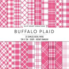 the buffalo plaid patterns are pink and white