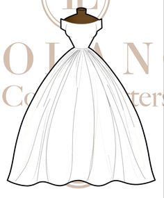 a drawing of a wedding dress on a mannequin with the words, gown cout