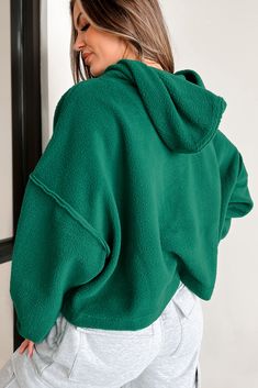 100% POLYESTER Model Wearing Size S/M Color: Pine Green Sherpa Fleece Material Attached Hood Seam Detailing Flowy/Oversized Fit Cropped Length Material Has Stretch 18" Armpit To Sleeve End 11" Armpit To Hemline For Model Size Specs Please Check Size Charts Launched: 11/18/23 Forest Green Hoodie, Drop Shoulder Hoodie, Midi Dress Plus Size, Maxi Skirt Outfits, Comfortable Clothes, Printed Wide Leg Pants, Green Hoodie, Pine Green, Lounge Shorts