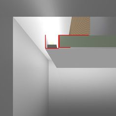 the corner of a room with a red line going through it