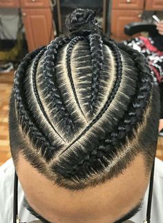 the back of a man's head with braids in it