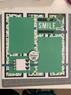 a scrapbook page with the words smile on it