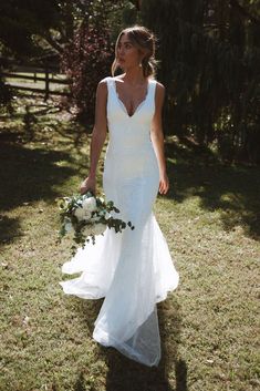 Sienna | RTW Eco Lace Wedding Dress – Grace Loves Lace US Wedding Dress Grace Loves Lace, High Neck Wedding Gown, Sleek Wedding, Second Wedding Dresses, Dreamy Wedding Dress, Beautiful Wedding Gowns, Fit And Flare Wedding Dress, Wedding 2025, Grace Loves Lace