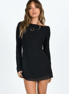 Lukea Long Sleeve Mini Dress Black Black Long Sleeve Mini Dress, Dress Slim, Mini Dress Black, Grad Dresses, Black Long Sleeve Dress, Long Black Dress, Casual Tank Tops, Mesh Material, Long Sleeve Mini