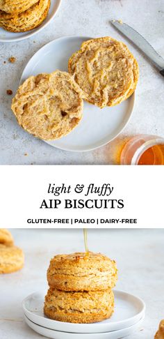 a stack of cookies with the words light and fluffy on top, in front of them