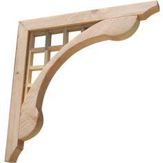 an unfinished wooden shelf with a curved top and bottom piece cut out to show the design