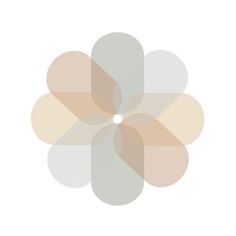 an abstract flower is shown in the middle of a white and beige background, with small circles