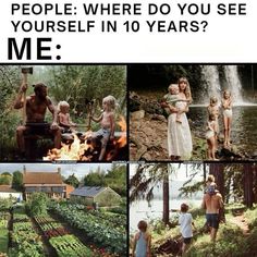 there are pictures of people in the garden