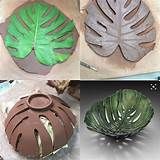 three different types of clay with leaves on them