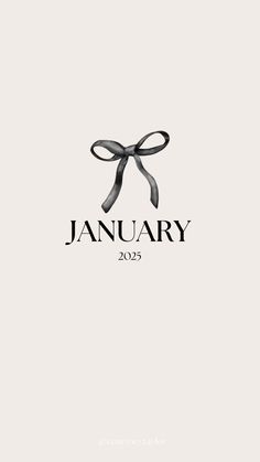 the logo for january is shown with a bow on it's head and black lettering