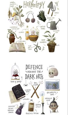 an illustrated poster showing different types of plants and their uses in the book's title