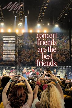 "concert friends are the best friends". pictured: best friends with heart hands at Foo Fighters tribute concert for Taylor Hawkins. plus quote from Memory in the Making "There's just something about live music that lifts everyone's spirits, forces you to be present and feel alive!" Plus The Concert Bucket List Journal with download now button. Concert Memory Ideas, Life Is Short Buy The Concert Tickets, Aesthetic Concert Tickets, Buying Concert Tickets