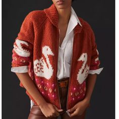 43% Acrylic, 41% Wool, 15% Nylon, 1% Elastane Zip Front Hand Wash Dimensions Standard: 21.75"L Nwt No Trade, No Lowball Cozy Knitwear, California Casual, Front Hand, Cardigan Sweater, Sweater Cardigan, Sweaters & Cardigans, Anthropologie, Red White, What To Wear