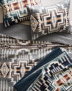 Southwestern Bedroom Decor, Aztec Bedroom, Aztec Bedding, Pendleton Bedding, Southwestern Bedroom, Aztec Quilt, Western Bedding Sets, Western Bedrooms, Southwest Blankets