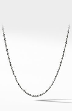 Inspired by classical and original motifs, this chain is meticulously crafted by artisans to be worn alone, layered or complemented by unique pendants. Lobster clasp closure Titanium/sterling silver Made in the USA Classic Silver Chain Jewelry, Classic Jewelry With Rolo Chain Link, Classic Sterling Silver Chain Necklace, Classic Round Box Chain Jewelry, Classic Sterling Silver Cable Chain Jewelry, Classic Silver Box Chain Jewelry, Classic Polished Chain Necklace As Gift, Classic Chain Necklace With Polished Finish For Gift, Classic Polished Chain Necklace For Gift