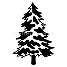 a black and white drawing of a pine tree