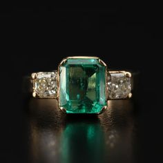 Emerald Cut Diamond CZ Engagement Ring Green Emerald 3 Stone Bridal Promise Ring Emerald Diamond Engagement Ring, Wedding Ring Art, Art Deco Emerald, Emerald Ring Engagement Diamond, Green Sapphire Engagement Ring, May Birthstone Rings, Rings Style, Statement Rings Diamond, Art Deco Wedding Rings