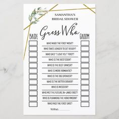 a white and gold printable wedding game