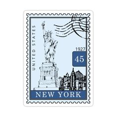 a postage stamp with the statue of liberty in new york on it's front