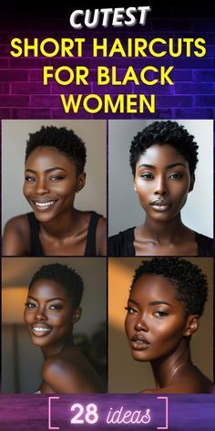 Black Women Twa Hairstyles, Short Curly Hair For Black Women, Black Short Natural Haircut, Short African Hairstyles Natural, Textured Short Haircuts, Black Hair Pixie Haircut, Short Natural Cuts For Black Women, Short Natural Haircuts For Round Faces