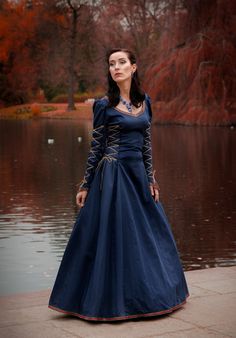 Medieval Long Sleeve Party Dress, Medieval Style Dress For Costume Party, Medieval Long Sleeve Fancy Dress, Medieval Style Long Sleeve Fancy Dress, Elegant Long Sleeve Medieval Dress For Fancy Dress, Elven Style Costume Dresses, Elegant Dresses With Historical Design For Larp, Elegant Historical Design Dress For Larp, Elven Style Long Sleeve Dress