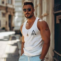 Season:Spring  Summer; Fabric:100% Cotton; Sleeve Length:Sleeveless; Look After Me:Washable,Wet and Dry Cleaning; Gender:Men's; Style:Outdoor,Casual,Fashion; Elasticity:Micro-elastic; Tops Type:T shirt Tee,Undershirt,Tee Top; Occasion:Street,Casual,Daily; Age Group:Adults; Fit Type:Regular Fit; Pattern:Graphic,Letter; Design:Print; Neckline:Crew Neck; Brand:Ador; Front page:FF; Listing Date:03/21/2024; Bust:; Length: Mens Tank Tops Summer, Beach Tops Summer, Hawaiian Men, Cheap Tank Tops, Summer Beach Party, Summer Tank Tops, Summer Clothing, Spring Shirts, Casual Tank Tops