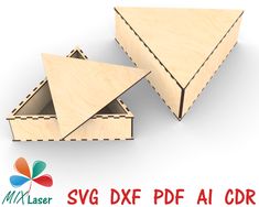 "Vector files for laser cutting Triangle box. Digital download files.  Contain two designs of triangular boxes.  These boxes are quick to cut, very easy to assemble, very reliable and durable. Material thickness 3.0mm - 0.118\". I recommend using an electronic vernier caliper to check the thickness of your material before purchasing. If the parameters differ by 2-3 tenths of a millimeter or an inch, you will not be able to get a quality product. You can see the dimensions in millimeters and inches in photos 2, 3. You can see the general view of the file in the last photo. ATTENTION! This is not a physical product, these are digital files for manufacturing products on a CNC laser machine. After payment you will receive an archive with vector files of DXF, AI, SVG, CDR, PDF formats. I author Supermarket Design, Vernier Caliper, Laser Cut Design, Laser Cut Patterns, Laser Cnc, Laser Machine, Lasercut Design, Box Template, Laser Cut Wood