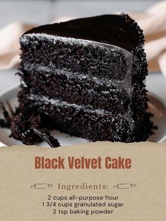 Black Velvet Cake Recipe, Black Velvet Cake, Black Velvet Cakes, Marion Grasby, Viral Recipes, Black Food Coloring, Velvet Cake Recipes, Unsweetened Cocoa Powder, Recipe Ingredients