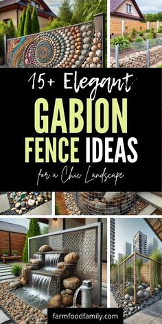 the front cover of an article about garden fence ideas for one landscape, with rocks and stones