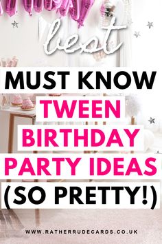 Best tween girl birthday party ideas for an 11th or 12th birthday party 11 Bday Party Ideas, Ideas For 12th Birthday Party Girl, Ideas For 11th Birthday Girl, Birthday Party Ideas 12th Girl, 12 Year Girl Birthday Party Ideas, Preteen Birthday Party Ideas Girl, Games For 10th Birthday Party, 10 Th Birthday Decoration For Girl