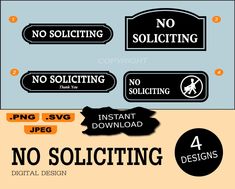 there are no soliciting signs on the wall and below them is an info sheet