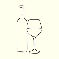 a wine bottle and a glass on a white background with the word wine written below it