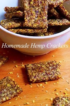 homemade hemp crackers in a bowl on a table