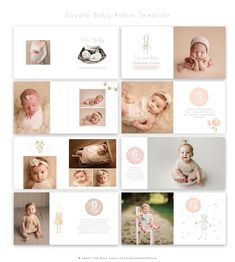 the baby album is shown with photos and numbers