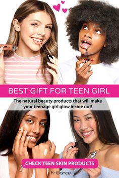 Your teen daughter is suffering from acne and it’s having a huge impact on her self-confidence. Frilliance will help her! Frilliance offers the best perfect Christmas gift for your teen daughter! These really cute and affordable skincare care products are specially created for acne-prone skin and really work! Help your teen daughter achieve healthy glowing skin by giving her the best teen gift here at frilliance.com. Affordable Skincare, Moisturizing Lip Gloss, Cool Gifts For Teens, Teen Daughters, Affordable Skin Care, Healthy Glowing Skin