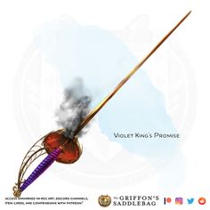 {The Griffon's Saddlebag} Violet King's Promise | Weapon (rapier) : r/TheGriffonsSaddlebag Griffons Saddlebag, Rpg Items, Fantasy Items, Dnd Items, Heroic Fantasy