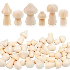 mushrooms are shown in different stages and sizes