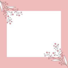 a pink and white frame with red berries on the border, against a light pink background