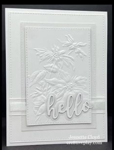 a white card with the word hello on it