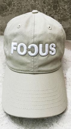 Baseball Cap Hat Cotton Twill in Beige, Black, Navy, Gray, Khaki.  Looking for a stylish, versatile, and sustainable hat? Our Focus 3D Puff Embroidered Baseball Cap is the perfect choice! Featuring a unique reverse "C" design on the word "Focus," this trendy cap stands out from the crowd like a custom hat. Made from 100% organic cotton, it's eco-friendly and perfect for anyone who values sustainability. This all season hat is for everyone; men's hat, women hat, men's cap, unique hat, hat outfit Men's Cap, Navy Cap, Mens Trucker Hat, Hat Outfit