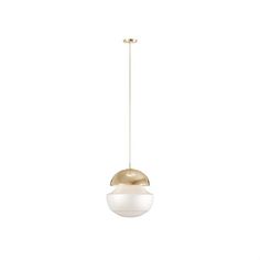 a white and gold light hanging from a ceiling