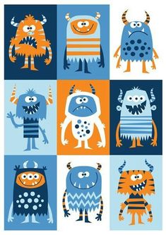 an image of monsters in different colors