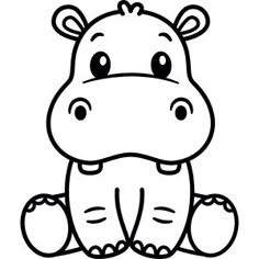 a cartoon hippo sitting on the ground