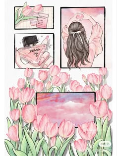 Tulip Drawing, Whimsical Art Journal, Wonder Art, Tulips Art, Seni Dan Kraf, Graphic Novel Art, Comic Style Art, Book Illustration Art, Comic Style