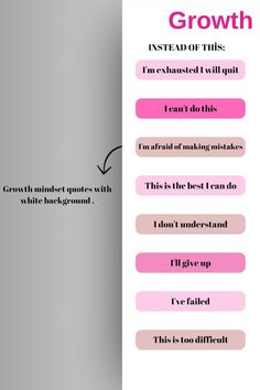 an info sheet with the words growth in pink and white, on top of a gray background