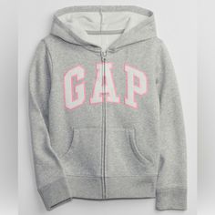 Straight, Easy Fit. Hits At The Hip. New Never Worn, With Soft Fleece Inside. Casual Pink Sweatshirt For Playwear, Cotton Hoodie For Playtime, Casual Pink Hoodie For Playtime, Pink Casual Hoodie For Playtime, Pink Hooded Tops For Playtime, Pink Hooded Top For Playtime, Playful Pink Hoodie For Playtime, Cute Pink Hoodie For Playtime, Gap Zip Up Hoodie Outfit