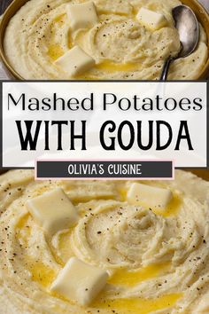 mashed potatoes with goudaa in a bowl